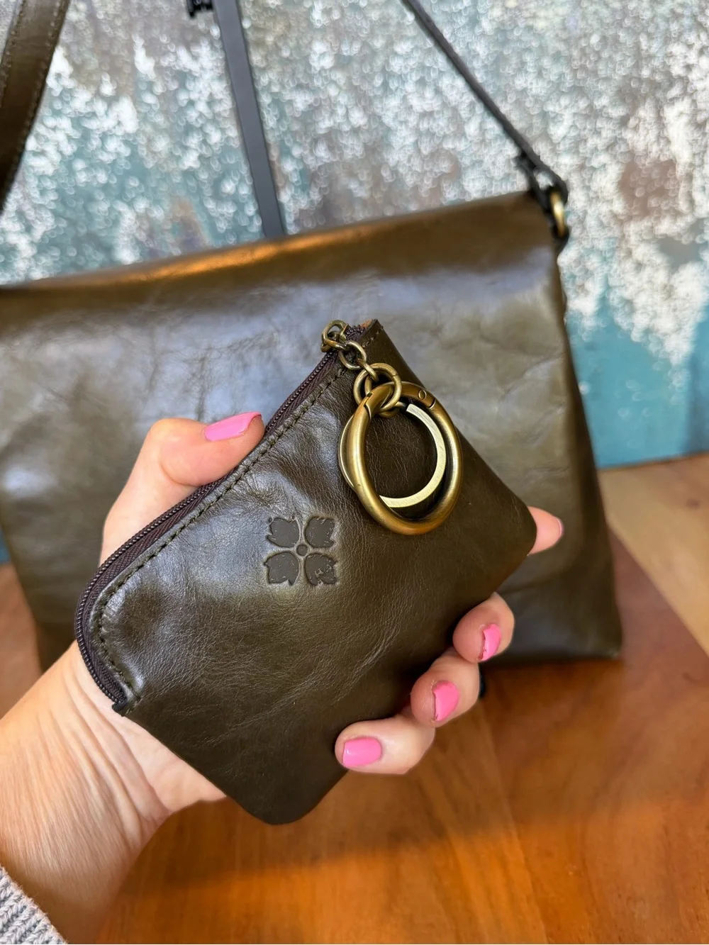 Patricia‎ Nash Western Chic 2010’s Bottle Green Leather Flap Crossbody Bag VGUC